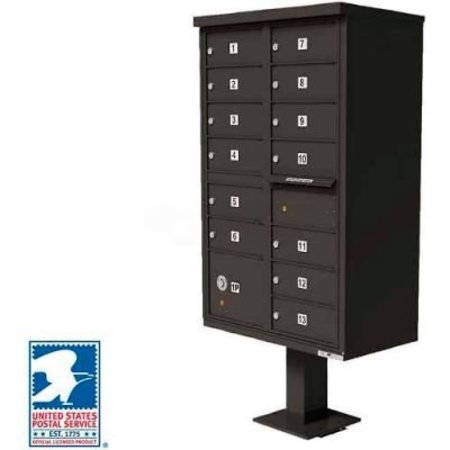FLORENCE MFG CO Vital Cluster Box Unit, 13 Mailboxes, 1 Parcel Locker, Dark Bronze 1570-13DBAF